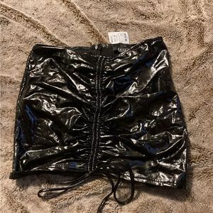 Black faux leather skirt